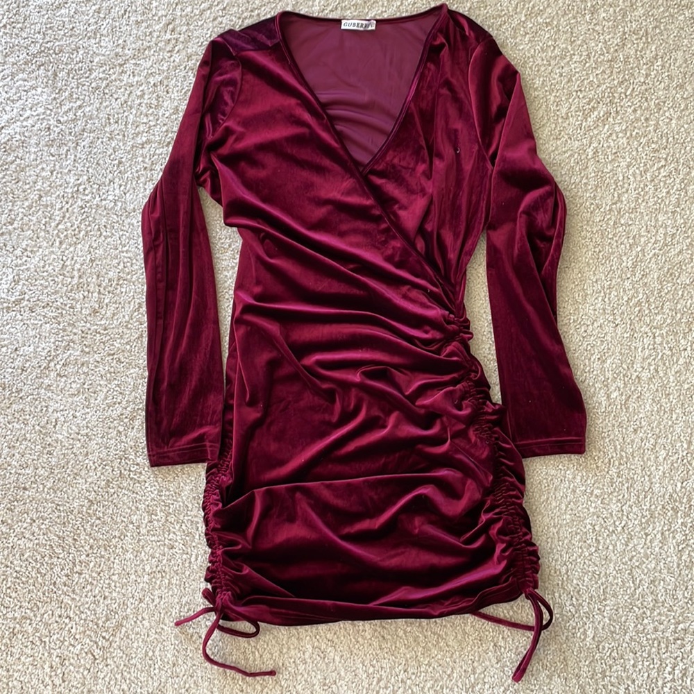 Velvet Burgundy Long Sleeve Dress
